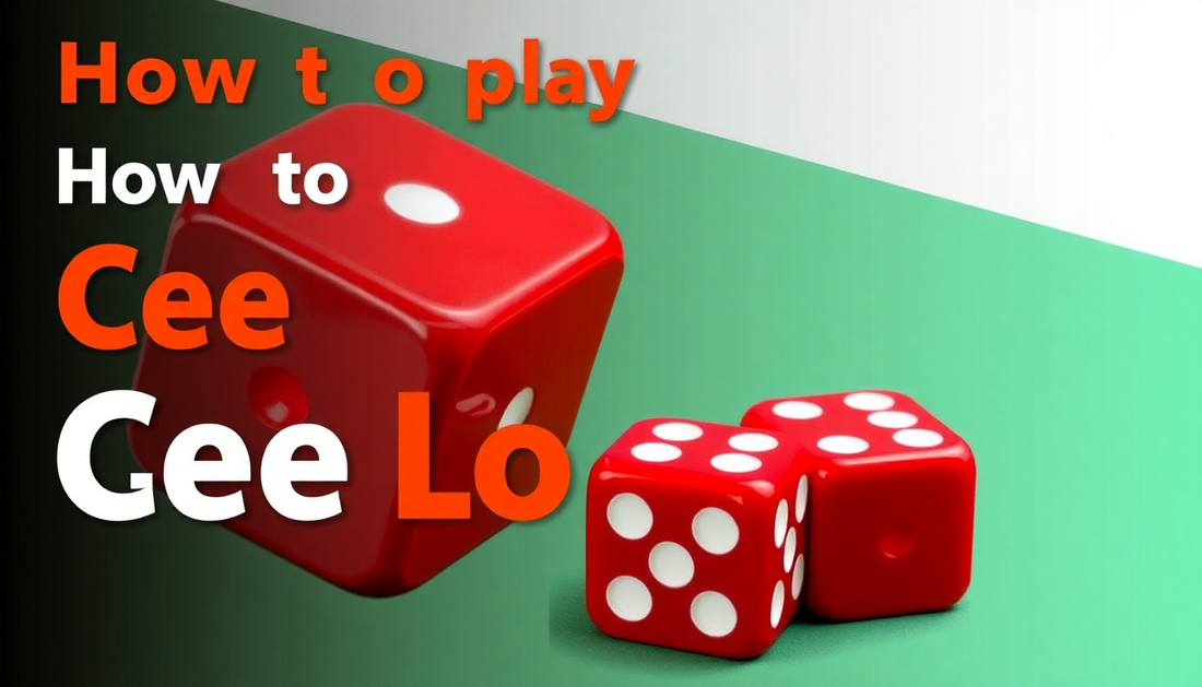 Colorful graphic of red dice representing how to play Cee Lo dice game with three six-sided dice