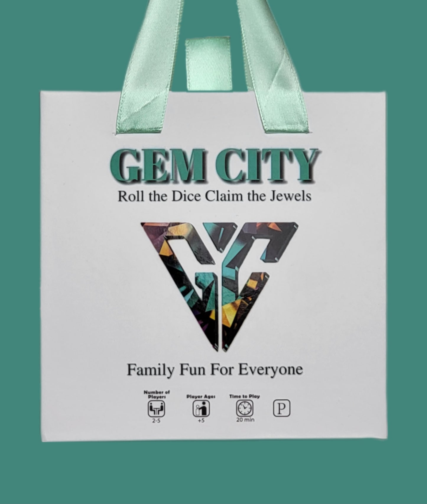 Gem City Dice Game for Game Night, features fun design and instructions for family gameplay