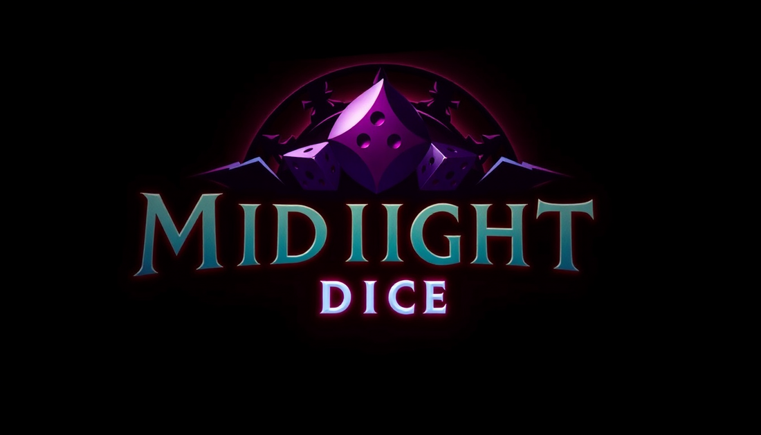 Midnight Dice game review showcasing the game's captivating logo design on a dark background