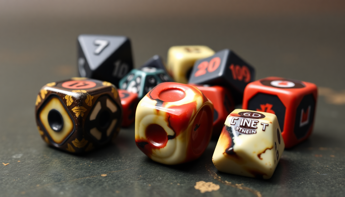 Set of loaded DnD dice showcasing strategic DnD dice tips for tabletop gaming